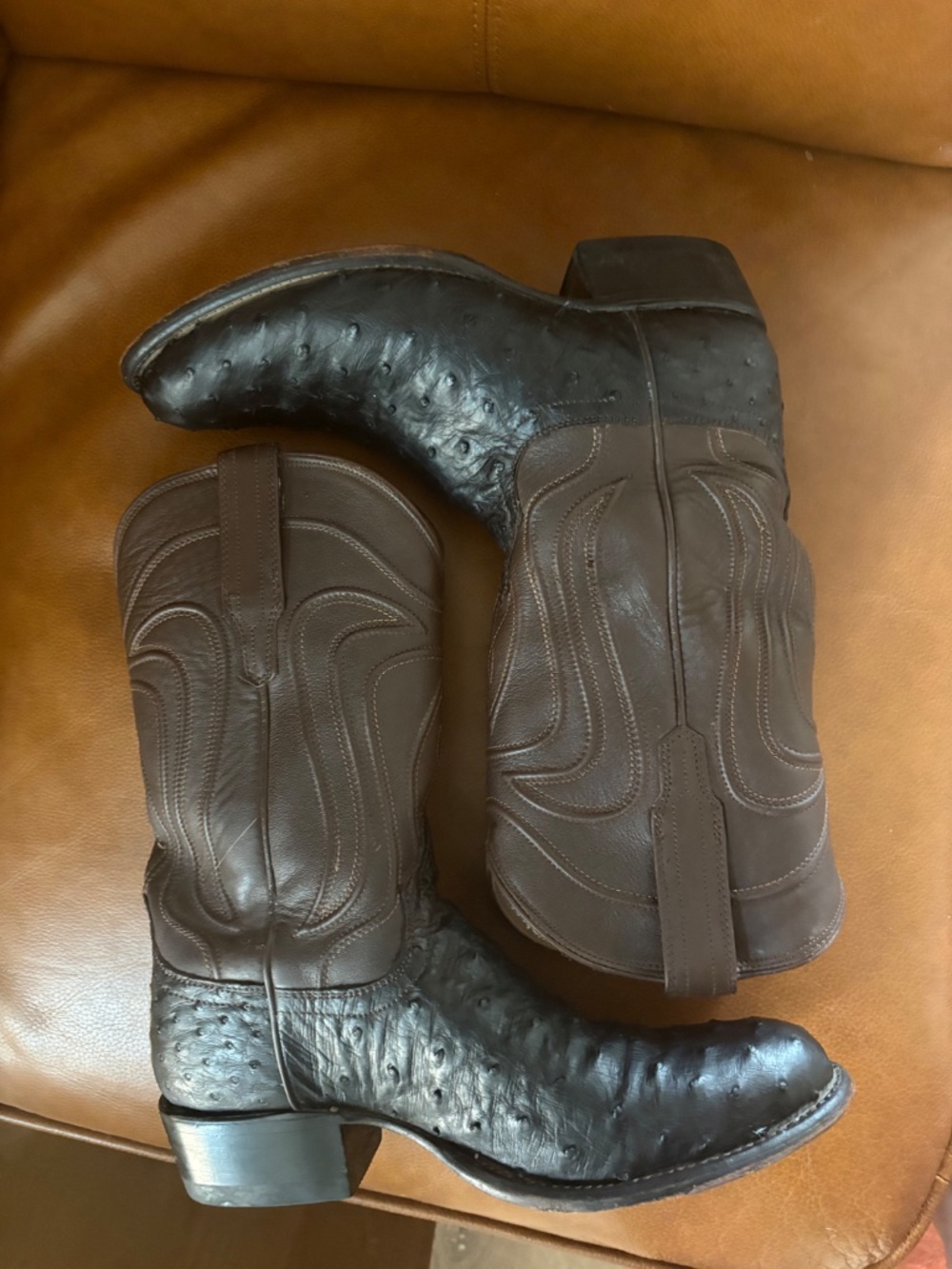 Tecovas Men’s 9.5 D Full Quill Ostrich “The Wyatt” Pecan - Picture 7 of 17